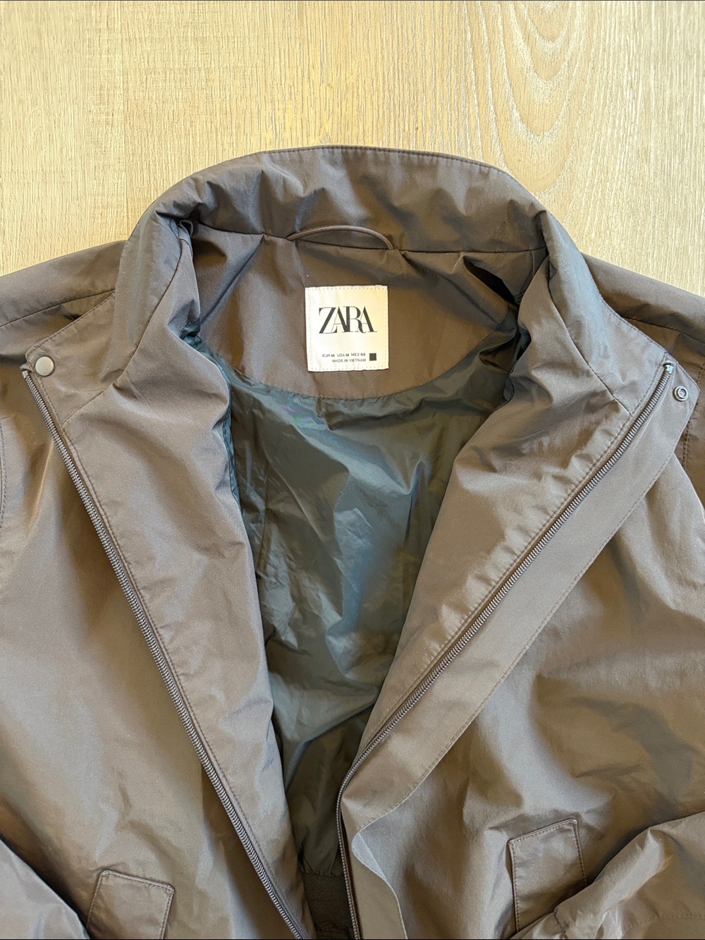 Zara Technical Bomber Harrington Jacket Dark Mink Brown Women's Size M - Picture 3 of 7